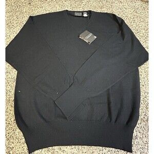 FORTE Cashmere V-Neck Sweater - Black - Men's XL - MSRP $230